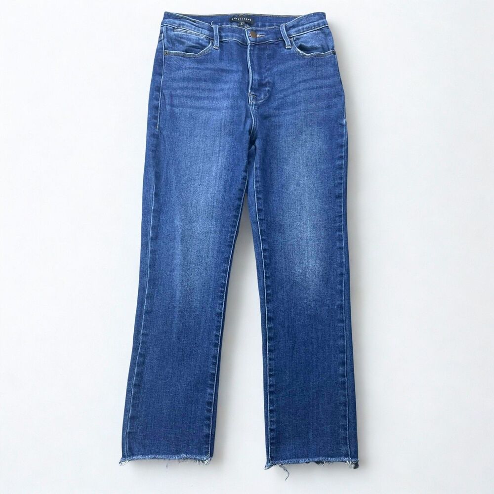 Gibsonlook Jeans Women 27 Straight Cropped Raw Hem Stretch Blue Denim